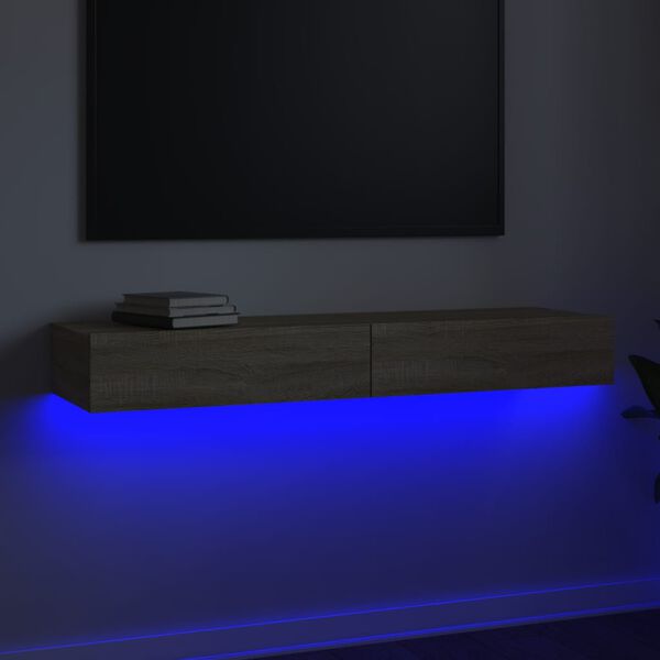 vidaXL Tv-b&auml;nk med LED-belysning sonoma-ek 120x35x15,5 cm