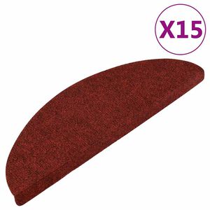 vidaXL Trappstegsmattor sj&auml;lvh&auml;ftande 15 st 56x17x3 cm r&ouml;d