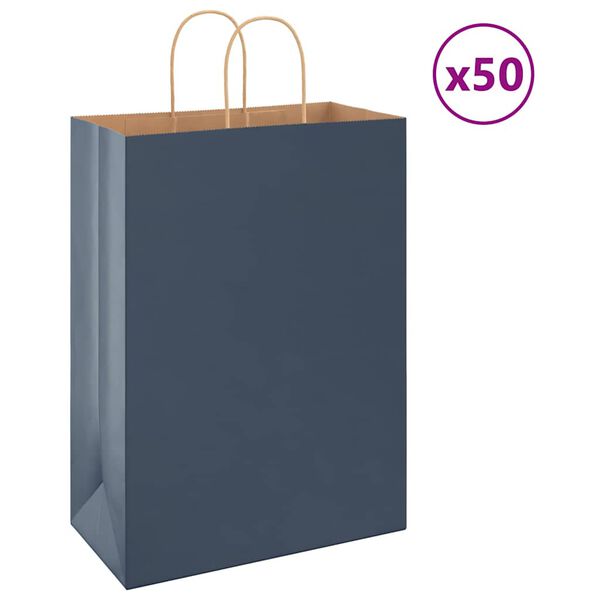 vidaXL Pappersp&aring;sar 50 st med handtag bl&aring; 32x17x44 cm
