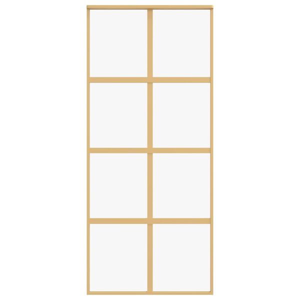 vidaXL Skjutd&ouml;rr guld 90x205 cm klart ESG-glas och aluminium