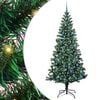 vidaXL Konstgjord F&ouml;rbelyst Julgran Gr&ouml;n 240 cm PVC och metall