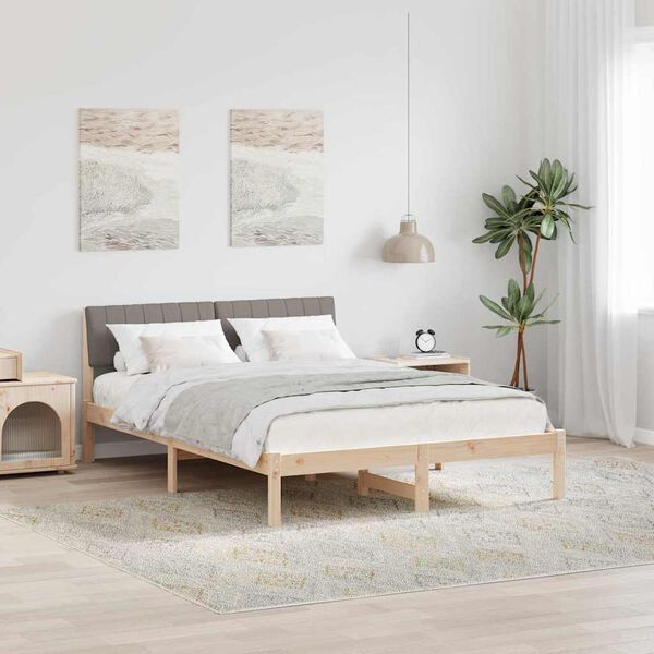 vidaXL S&auml;ngram med huvudgavel Brun och taupe 135 x 190 cm Massiv furu