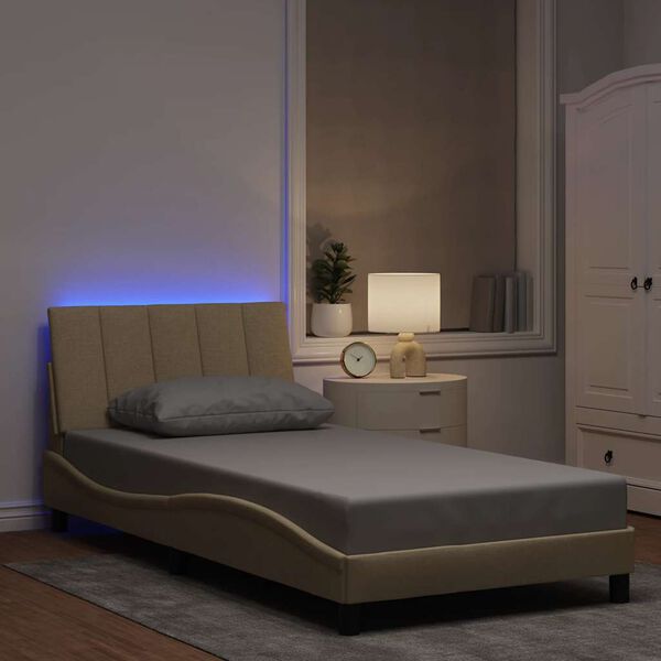 vidaXL Bed Frame without Mattress "Hanko" Cream 100x200cm Fabric