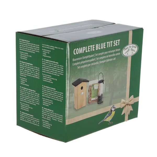 Esschert Design Fågelmatare och fågelholk för blåmes set