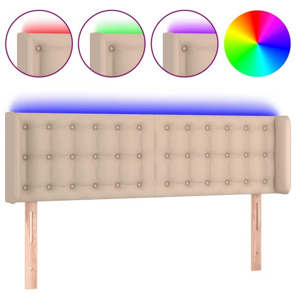 vidaXL S&auml;nggavel LED cappuccino 147x16x78/88 cm konstl&auml;der