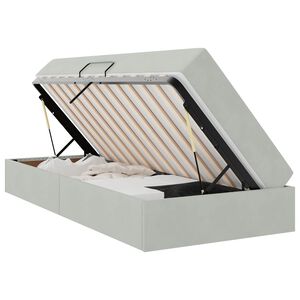 vidaXL F&ouml;rvaringss&auml;ng med madrass Ljusgr&aring; 90 x 200 cm Sammet