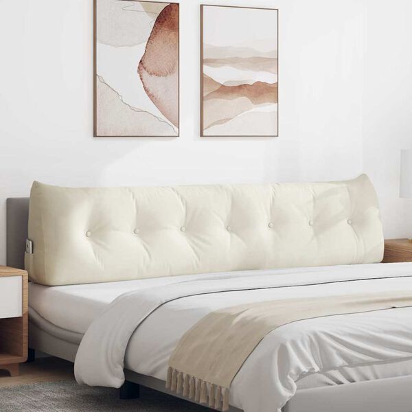 vidaXL Ryggkudde Kr&auml;m 200 x 24 x 50 cm Sammet