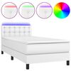 vidaXL Rams&auml;ng med madrass & LED vit 90x190 cm konstl&auml;der
