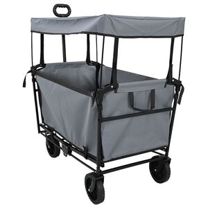 vidaXL Hopf&auml;llbar shoppingvagn med bromsar Gr&aring; 105 x 56,5 x 116 cm