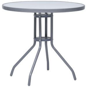 vidaXL Tr&auml;dg&aring;rdsbord ljusgr&aring; 80 cm st&aring;l och glas