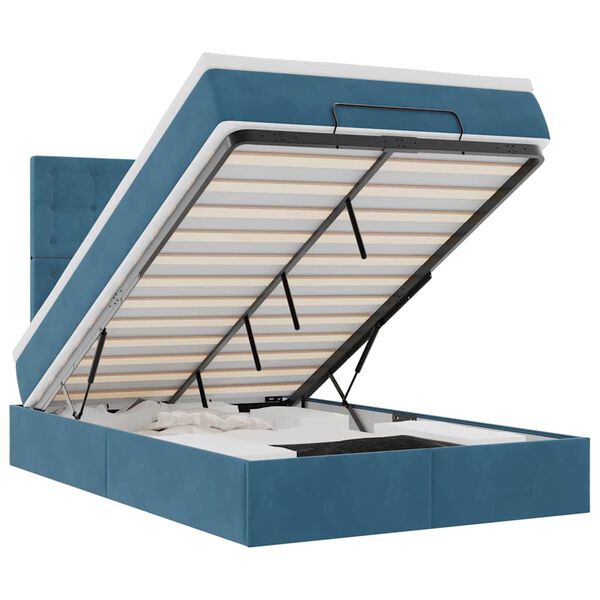 vidaXL Ottoman sängram med madrasser mörkblå 120x200 cm sammet