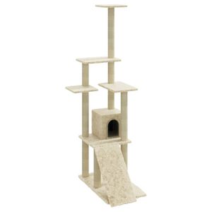 vidaXL Kl&ouml;str&auml;d med kl&ouml;spelare i sisal gr&auml;ddvit 155 cm