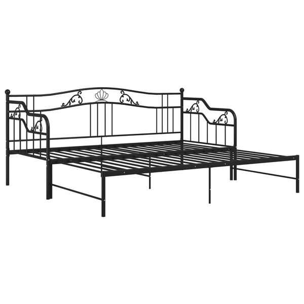 vidaXL Utdragbar sängram bäddsoffa svart metall 90x200 cm