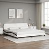 vidaXL Bed with Mattress "Dover" White and Black 200x200 cm Faux Leather