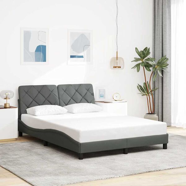 vidaXL Bed Frame without Mattress Dark Grey 140x190 cm Fabric
