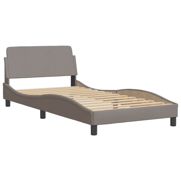 vidaXL Bed with Mattress "Hvar" Taupe 100x200 cm Fabric