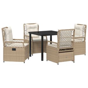 vidaXL Tr&auml;dg&aring;rdsm&ouml;belset 5 st Beige och kr&auml;mvit konstrotting