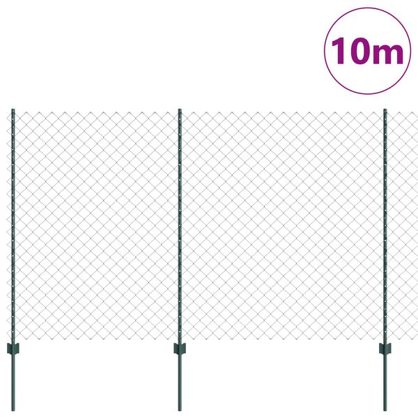 vidaXL St&auml;ngsel med stolpe Gr&ouml;n 1,6 x 10 m St&aring;l och PVC