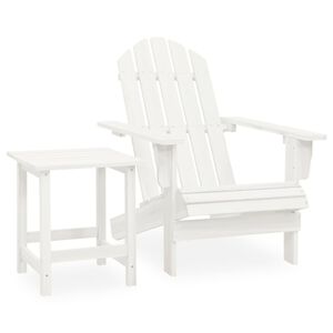 vidaXL Adirondackstol med bord massivt grantr&auml; vit