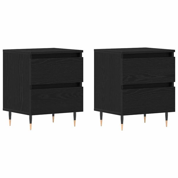 vidaXL Nattduksbord 2 pcs Svart Ek 40 x 35 x 50 cm Konstruerat tr&auml;