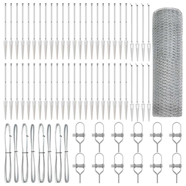 vidaXL St&auml;ngselstolpe Silver 100 x 1 m (25 mm n&auml;t) St&aring;l