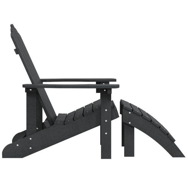 vidaXL Adirondackstol med fotpall HDPE antracit
