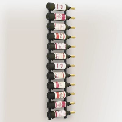 vidaXL Väggmonterat vinställ för 12 flaskor svart järn
