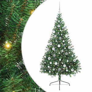vidaXL Konstgjord F&ouml;rbelyst Julgran med 300 LED-lampor Gr&ouml;n 180 cm PVC