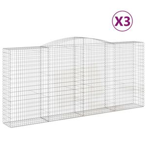 vidaXL Gabioner b&aring;gformade 3 st 400x50x180/200 cm galvaniserat j&auml;rn
