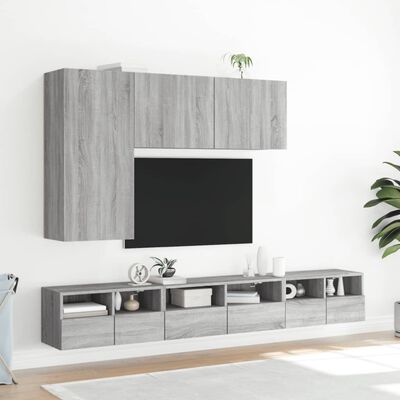 vidaXL Väggmonterade TV-skåp 5 delar grå sonoma konstruerat trä