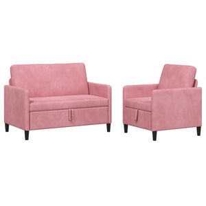 vidaXL Soffgrupp med f&ouml;rvaring 2 st Rosa Polyester