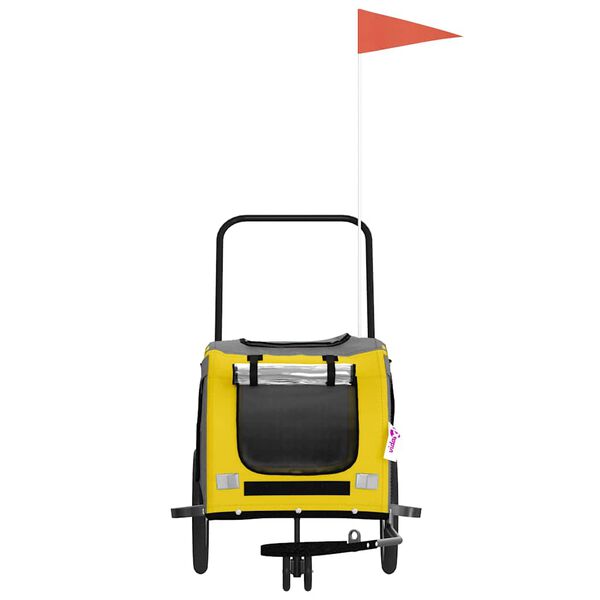 vidaXL Cykelvagn f&ouml;r djur gul och gr&aring; oxfordtyg och j&auml;rn