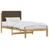 vidaXL S&auml;ngram med Kl&auml;dd Huvudgavel Vitlaserad och taupe 90 x 190 cm