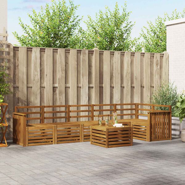 vidaXL Sektionsoffgrupp 7 pcs Naturf&auml;rg Massivt Akaciatr&auml;