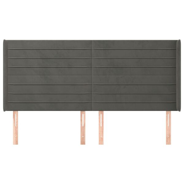 vidaXL S&auml;nggavel med kanter m&ouml;rkgr&aring; 203x16x118/128 cm sammet