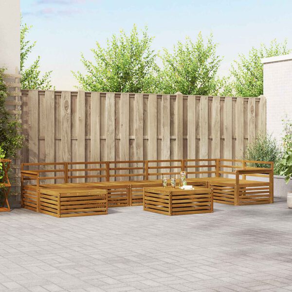 vidaXL Soffgrupper 8 pcs Naturf&auml;rg Massivt Akaciatr&auml;