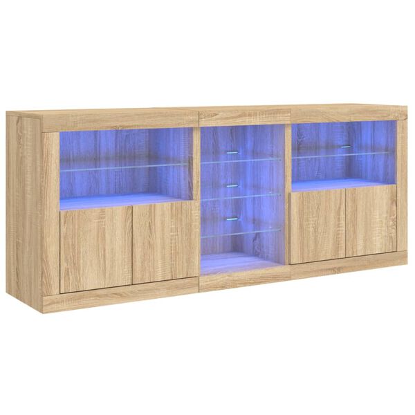 vidaXL Sk&auml;nk med LED-belysning sonoma-ek 181,5x37x67 cm