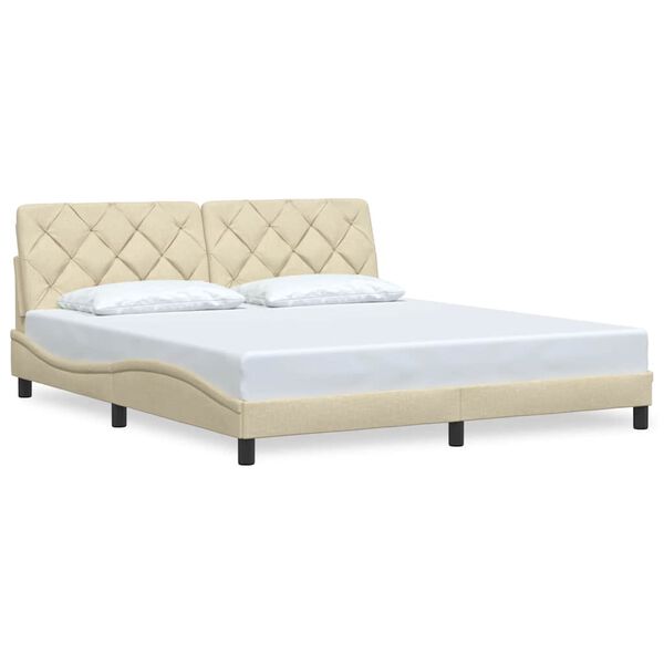 vidaXL Bed Frame without Mattress Cream 180x200 cm Fabric