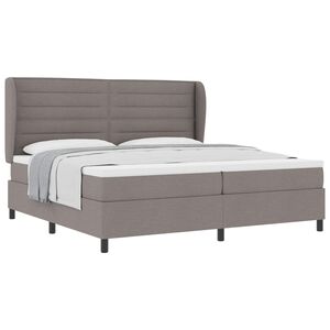 vidaXL B&auml;ddfj&auml;der med madrass med huvudgavel Taupe 200 x 200 cm tyg