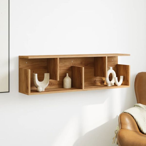 vidaXL V&auml;ggsk&aring;p 100x20x30 cm artisian ek konstruerat tr&auml;