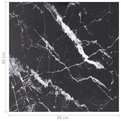vidaXL Bordsskiva svart 60x60 cm 6 mm härdat glas med marmortextur