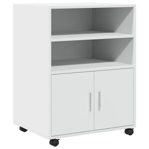 vidaXL Sk&aring;p med hjul vit 60x48x81 cm konstruerat tr&auml;