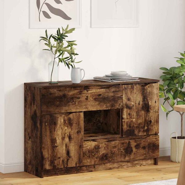 vidaXL Sideboard med l&aring;da R&ouml;kt ek 100 x 30 x 65,6 Konstruerat tr&auml;