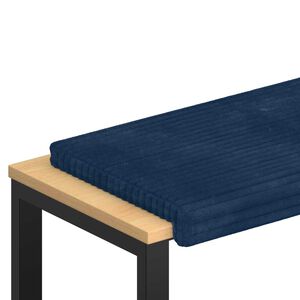 vidaXL B&auml;nk kudde Plush kordfl&oslash;yel M&ouml;rkbl&aring; Djup 35 cm