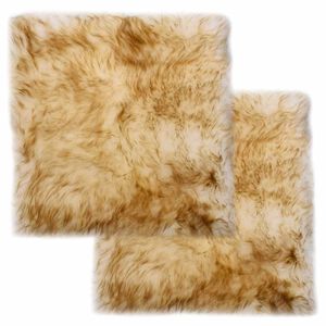 vidaXL Sittdynor 2 st brun melange 40x40 cm &auml;kta f&aring;rskinn