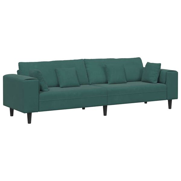 vidaXL Soffa med kudde Mörkgrön 250 x 77 x 76 cm Sammet