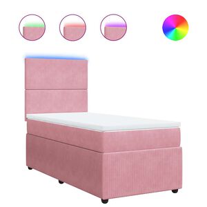 vidaXL Rams&auml;ng med madrass rosa 80x200 cm sammet
