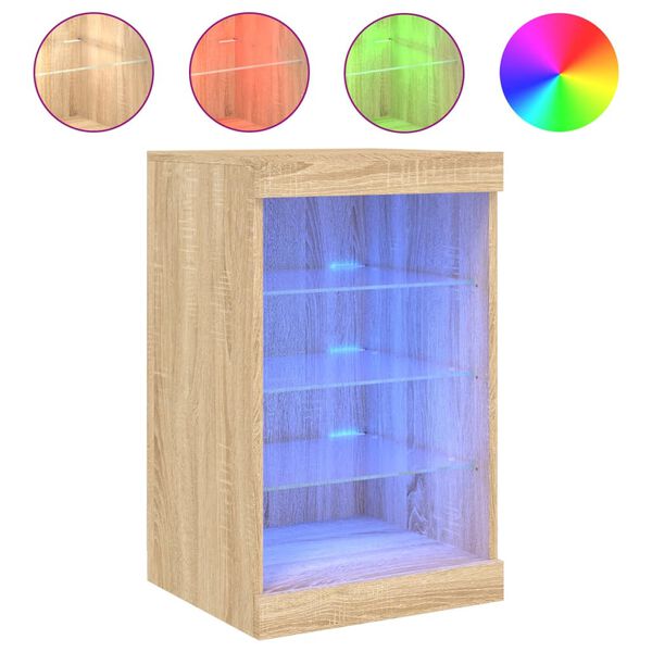 vidaXL Skänk med LED-belysning sonoma-ek 41x37x67 cm