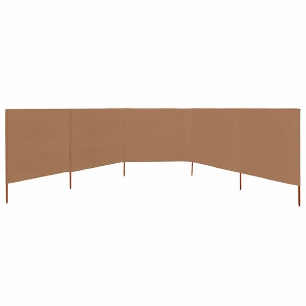 vidaXL Vindskydd 5 paneler tyg 600x120 cm taupe