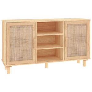 vidaXL Sk&auml;nk brun 105x30x60 cm massiv furu och naturlig rotting